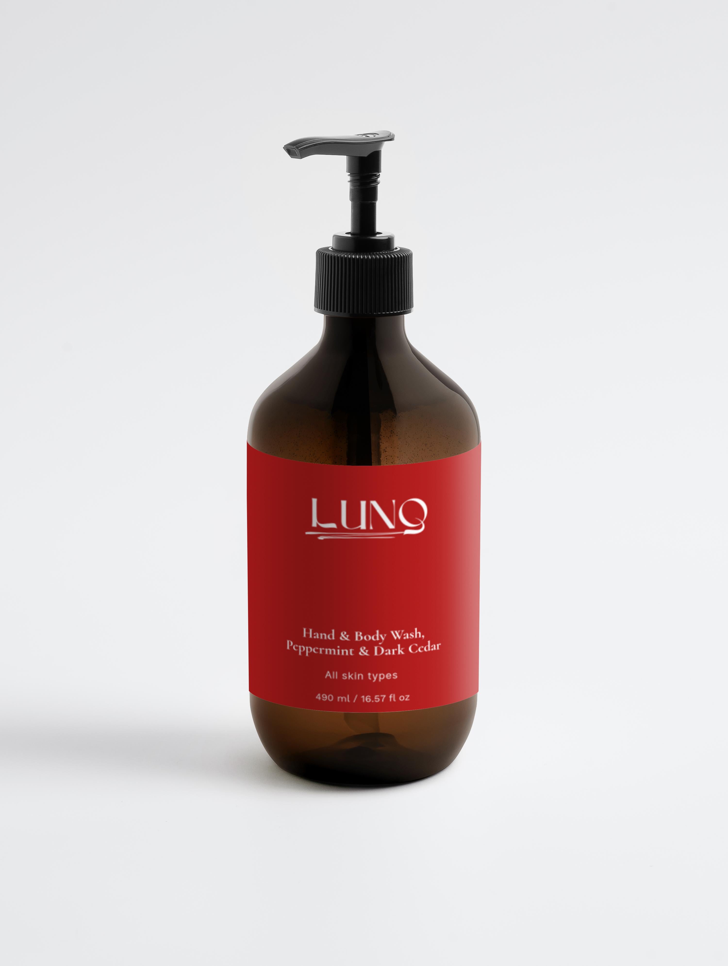 Hand & Body Wash, Peppermint & Dark Cedar